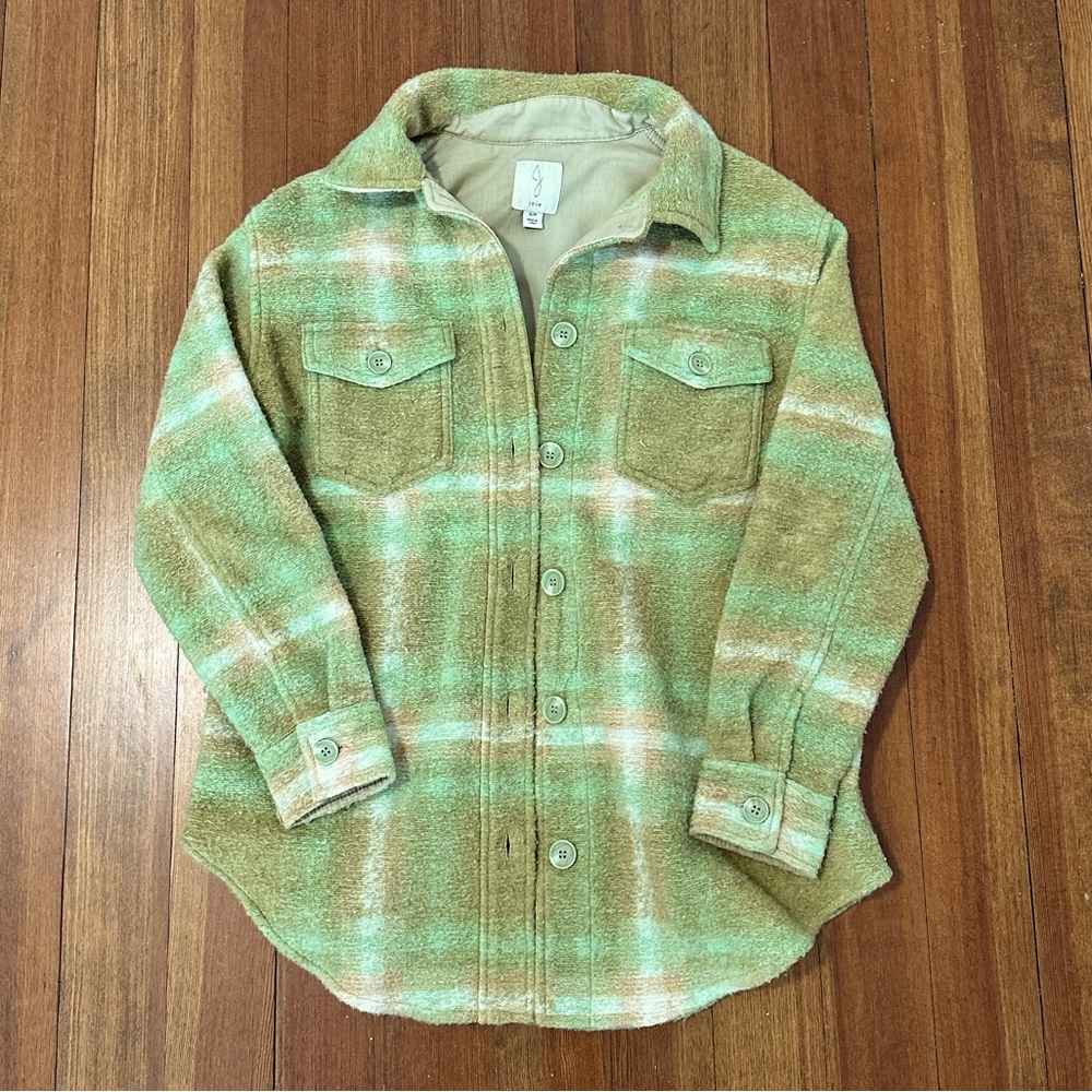 Joie taupe and mint Shacket